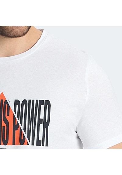 Slazenger RAVID IN Erkek Baskılı Beyaz Tişört