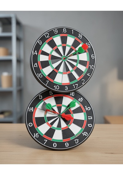 Ahşap Dart Tahtası 12 İnç 4 Adet Metal İğne Uçlu Ok