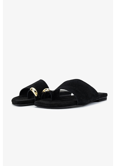 Valmenti Kadın Hakiki Deri Siyah Süet Düz Terlik 1141 415 Bn Trlk Y26 Black Suede