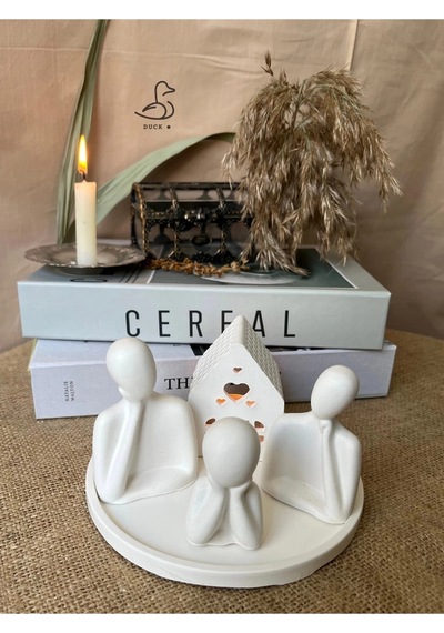 Üçlü Aile Minik Ev Dekoratif Set