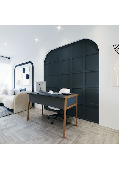 Zenith Çalışma Masası Kitaplık Takım 120cm Antrasit Ceviz