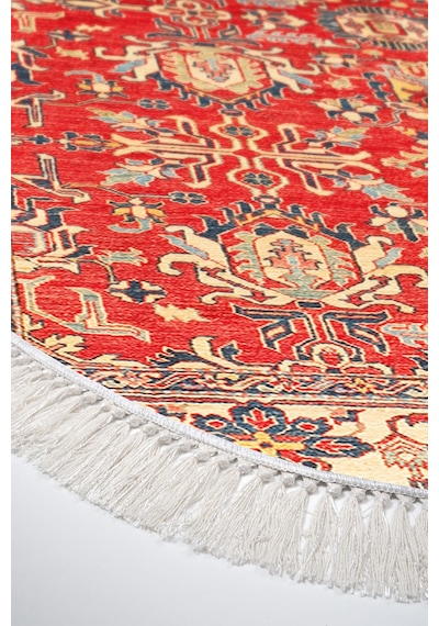 Alanur Kaymaz Yıkanabilir Dijital Baskılı Salon Halısı Trend Saçaklı Oval Otantik E6005 Renkli