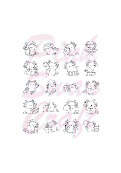 Cozy Axolotls Aksolotlar Bold And Easy 20 X 20 Cm Büyük Boyama Kitabı