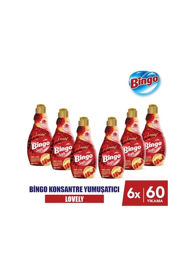 Bingo Soft Konsantre Çamaşır Yumuşatıcısı Lovely 1440 Ml X 6 Adet 6'lı Set