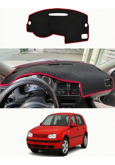 Volkswagen - Golf 4 1997-2006 Uyumlu Torpido Koruma Kılıfı - Kırmızı Şeritli