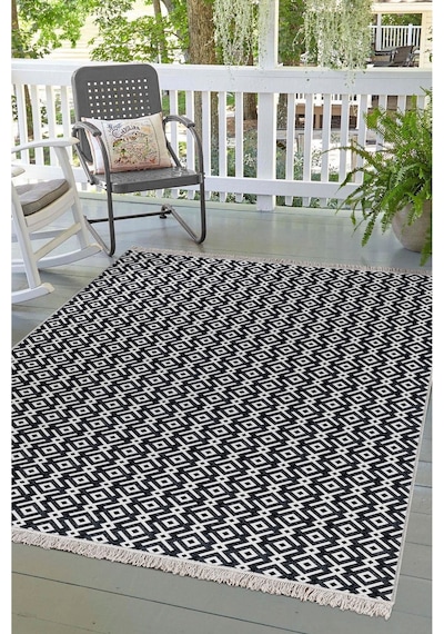 Arya Vl Çift Taraflı,katlanabilir,yıkanabilir,yüksek Kalite Pamuk Salon,oturma Odası,balkon Kilim Krem-antrasit2