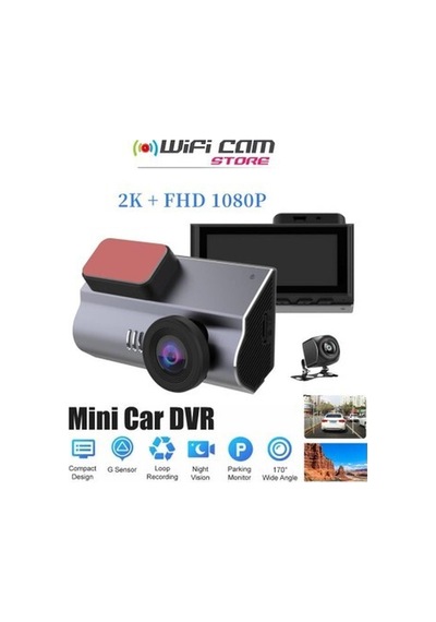 Wificam Plus 2k Ekranlı 2 Kameralı Wifi Araç Kamerası +park Kiti Dahili Mini Ekran Ve Yüksek Çözünürlüklü Video Kayıt