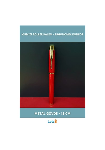 Metal Kırmızı Roller Kalem Şık Ergonomik Tasarım 13 Cm Çok Renkli