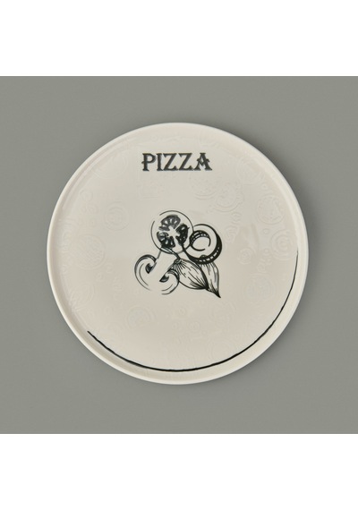Kitchen Gourmet Pizza Tabağı - Krem / Siyah - 30 Cm Renkli