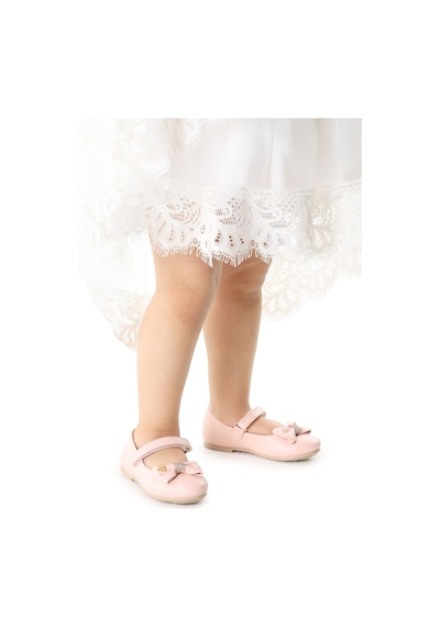 Kiko Kids Cırtlı Fiyonklu Kız Çocuk Babet Ayakkabı Ege 201 Cilt Pudra