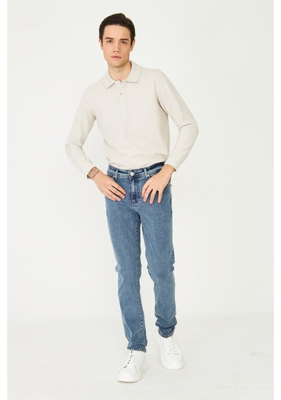 Mavi Düz Kesim Modern Jean Pantolon Mavi