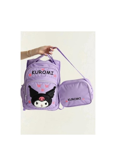Kuromi Peluş Kız Okul Çantası Beslenme Suluk Seti Mor