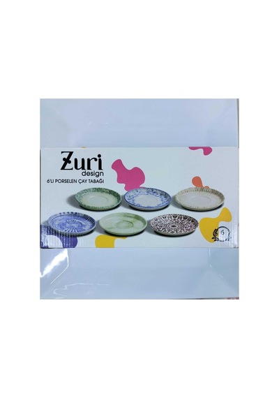 Zuri Design Düz 12cm Porselen Tabaklı 6 Kişilik Çay Seti Diğer