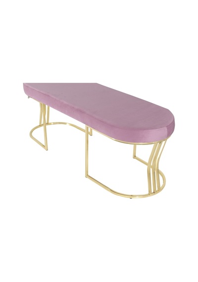 Viego Gold Smooth- Pembe Kapitoneli Model Puf & Bench & Koltuk- Oturak-uzun Makyaj Puff-yatak Odası Ucu &önü
