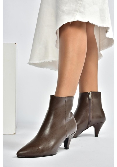 Fox Shoes R404710009 Kahverengi Alçak Topuklu Kadın Bot Kahverengi-suni Deri