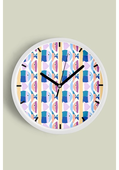 Renkli Balık Modern Tasarım Duvar Saati - 30cm - Önü Camlı Beyaz Kasa - Sessiz Mekanizma-jh0238 Beyaz