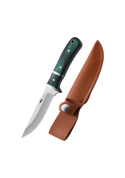Valkyrie 3cr14mov Paslanmaz Çelik Av Bıçağı Ahşap Saplı, Kılıflı Kamp Ve Outdoor Bıçağı Yeşil Yeşil