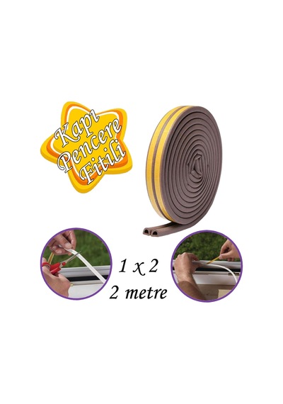 1x2 2 Metre Kapı Pencere Bandı Kahverengi Fitili Yapışkanlı Soğuk Izolasyon Bant