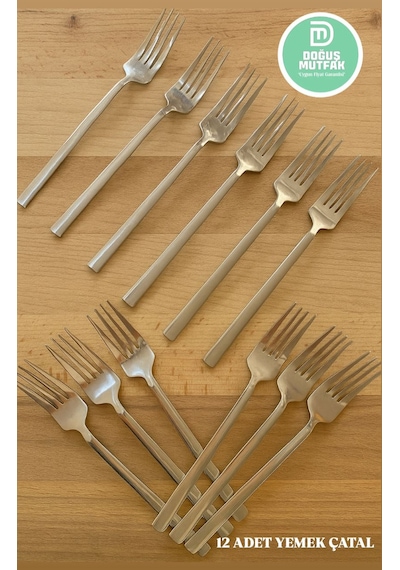 Yemek Çatal 12 Li 2 Ml Paslanmaz Çelik Çubuk Model Gri
