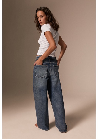 Grımelange Grimelange Lexy Kadın Standart Bel Baggy Balon Jean Mavi Tint Pantolon