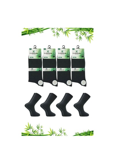 Kardeşler Çorap Erkek Bambu Soket Uzun Düz Füme Çorap Dikişsiz 4'lü Paket Füme - 584877611 Füme