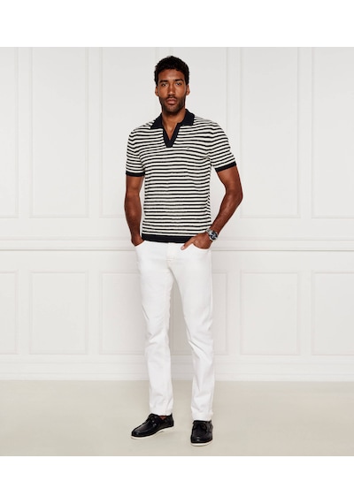 Tommy Hilfiger Örgü Dokulu Keten İplik Dokuma Polo T-shirt Siyah