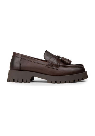 Deery Kadın Hakiki Deri Kahverengi Püsküllü Loafer - 02035zkhvc03