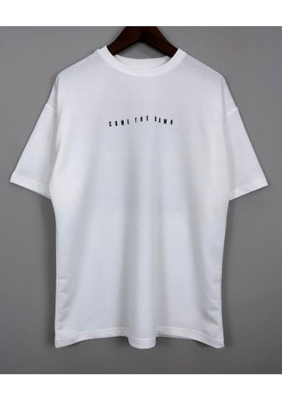 Flood Of Style Erkek Beyaz Came The Dawn Baskılı Oversize Tshirt