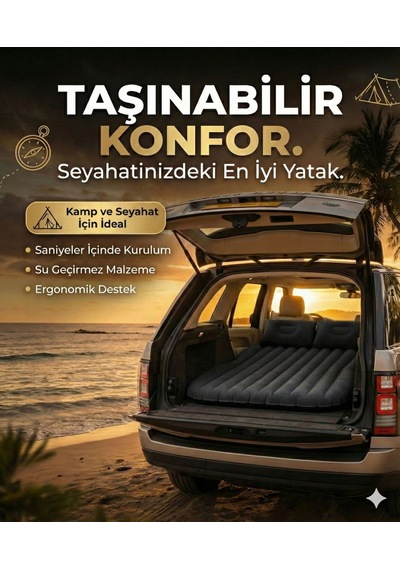 Delux Serisi Doğada Yaşam Kampçılık Yolculuk Ekipmanı Araç İçi Şişme Yatak Araba Ve Kamp Yatağı Gri