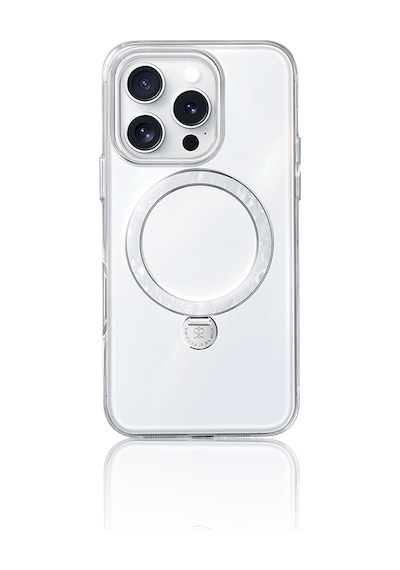 Apple Uyumlu iPhone 15 Pro Max Kılıf Magsafe Şarj Özellikli Standlı Pynana Dancing Streamer Serisi Kapak Beyaz