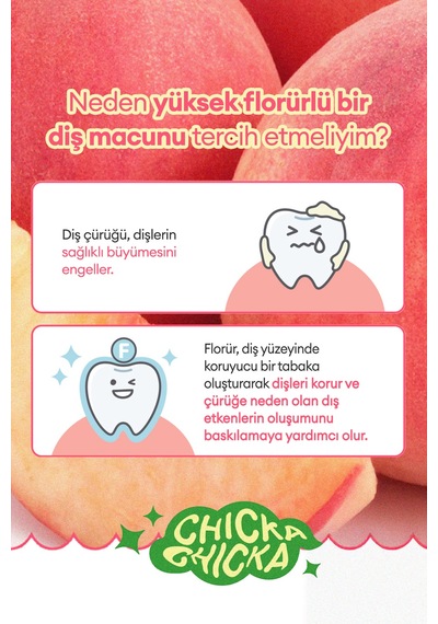 Renkli, Meyve Aromalı, Çürüklere Karşı Etkili Çocuk Diş Macunu Seti Kundal Chicka Smile Kids Toothpaste Set