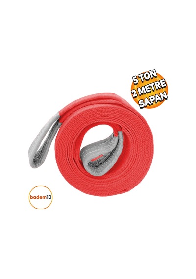 Lexroo Sapan Polyester Spanzet 5 Ton 2 Metre Kırmızı Sağlam Yük Kaldırma Taşıma İndirme Halat
