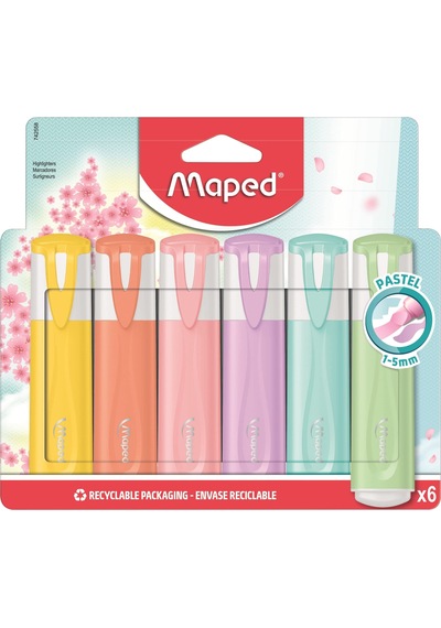 Maped Ofis Ve Kırtasiye 742558 Fosforlu Kalemler 6'lı, 1-5 Mm, Pastel Renk 124-Pembe