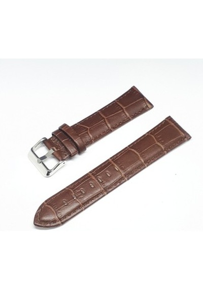 22Mm Kahverengi Croco Bombeli Deri Saat Kayışı Kordonu 22X20