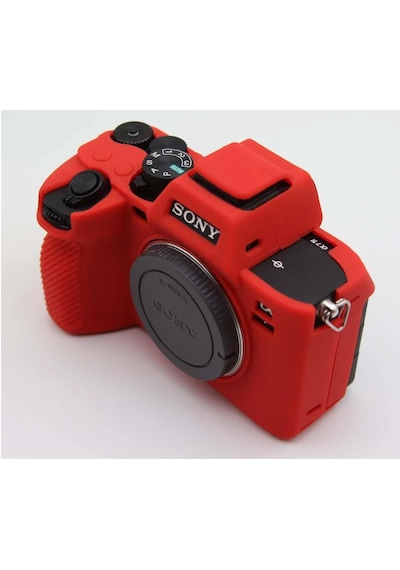 Mettzchrom Sony A7m4 A74 A7m5 Mark V A7 Mark 4 Uyumlu Silikon Koruyucu Kılıf Kırmızı