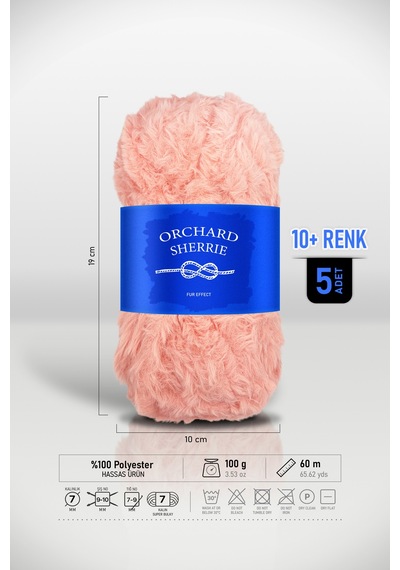 Yavruağzı 5'li Paket 100 Gr / 60 M Tavşan Tüyü Dokulu Kalın Kürk Peluş Örgü İpi