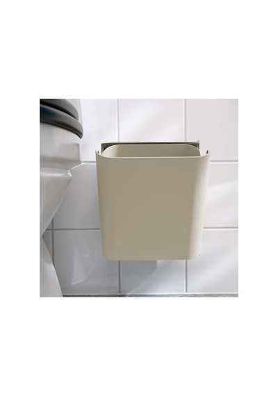2 Li Banyo Seti Çöp Kovası Ve Tuvalet Fırçası Paslanmaz Çelik - Duvara Asılabilir Bej Bej