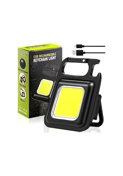 Anahtarlık Şeklinde Metal Kasa Cob Kare Fener Kamp &amp Outdoor Suya Dayanıklı Mini Cob Led Işıldak, Type C Çok Renkli