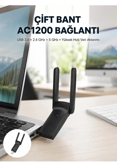 Usb Wifi Adaptör 1200 Mbps Hız 97163980