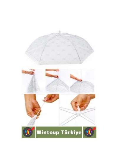 Kamp Piknik Outdoor Rüzgar Toz Sinek Böcek Koruyucu Katlanabilir Tül Yemek Koruma Şemsiyesi 2 Adet Çok Renkli
