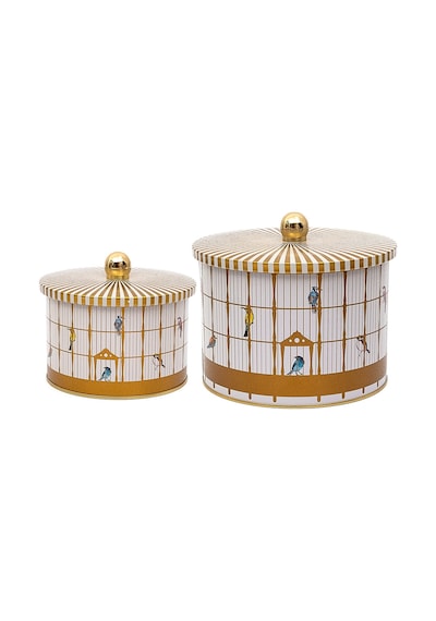 Evle Bird Cage Topuz Kulplu Saklama Kabı 2'Li Set 17.5 x 13 CM + 14 x 10 CM Çok Renkli