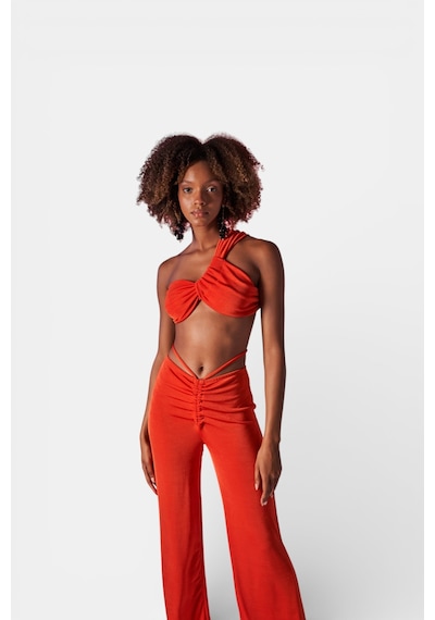 Holly Lolly Omuz Detaylı Beatrice Crop Turuncu