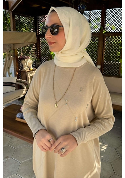 Rabia Şamlı Melda Triko Tunik Taş Çok Renkli