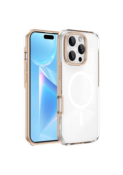 Apple Uyumlu iPhone 16 Pro Kılıf M-safe Şarj Özellikli Çıkarılabilir Arka Yüzeyli Zore Polar Kapak Gold