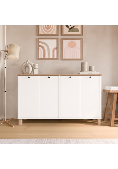 Nord Konsol 4 Kapaklı Ahşap Ayaklı 120cm Sepet-beyaz Nd2-sw Beyaz