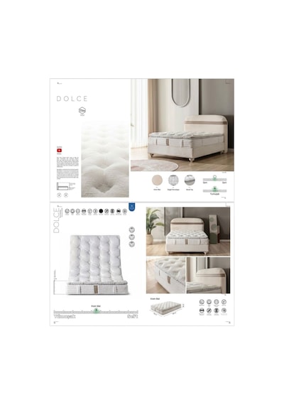 Dolce Doğal Pamuk Dokulu Ortopedik 5 Zonlu Torba Yaylı Premium Kuş Tüyü Yatak