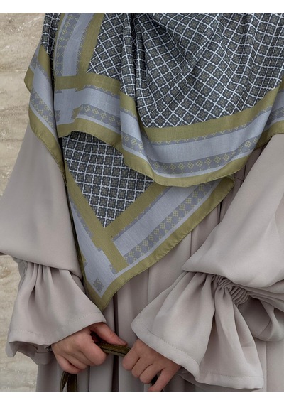 Qalortex Scarf Monogram Desen B.boy Eşarp-yağ Yeşil Yağ Yeşili