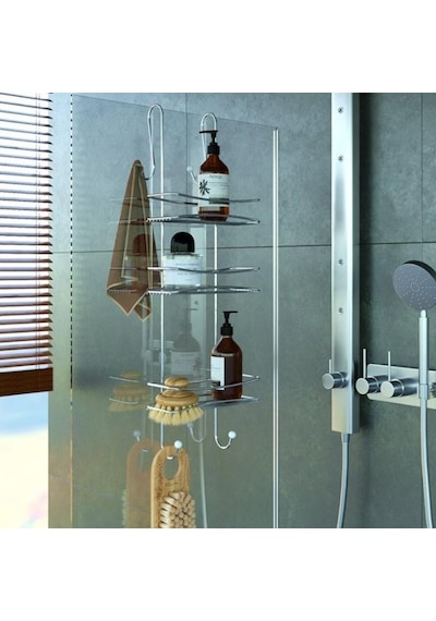 Geseus 3 Katlı Asmalı Banyo Duşakabin Duş Rafı Krom Bkk066