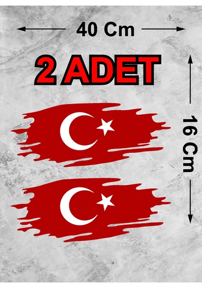 Türk Bayragı Sticker - Ay Yıldız Sticker -yırtıklı Paçalı Türk Bayrağı Türk Bayrak Sticker - 00362 40x16 Cm