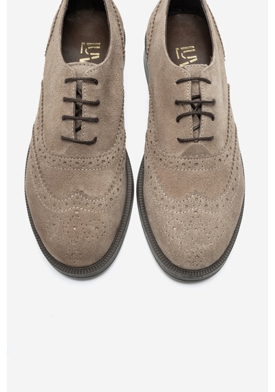 Luvi Shoes Avra Vizon Süet Hakiki Deri Kadın Oxford Ayakkabı